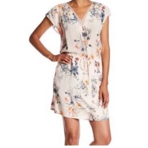 Rebecca Taylor Blush Pink Floral Drawstring Silk Dress Size 6